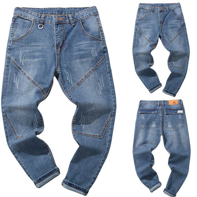 

Gobestart Mens Casual Autumn Denim Cotton Vintage Wash Hip Hop Work Trousers Jeans Pants