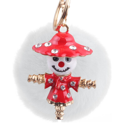 

New Diamond Scarecrow Rex Rabbit Hairball Keychain Bag Pendant Mobile Car Pendant