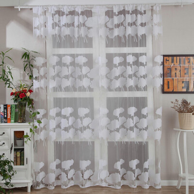 

Toponeto 1 PCS Leaves Tulle Door Window Curtain Drape Panel Sheer Scarf Valances