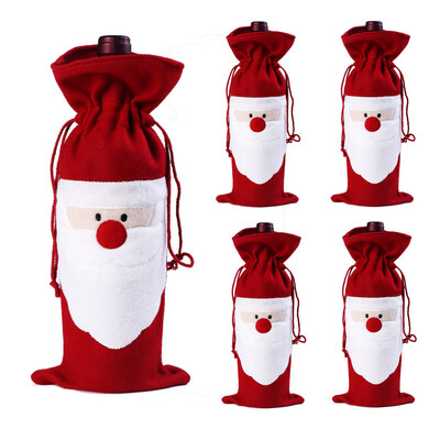 

Tailored 5PC set Christmas Wine Bottle Set Santa Decoration Xmas Bottle Cap Xmas Decor