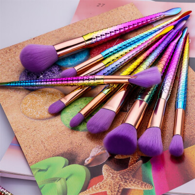 

〖Follure〗New Arrival 10Pc Mermaid Foundation Eyeshadow Contour Eye Lip Makeup Brushes Set