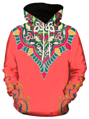 

3D Flower Print Pullover Hoodie