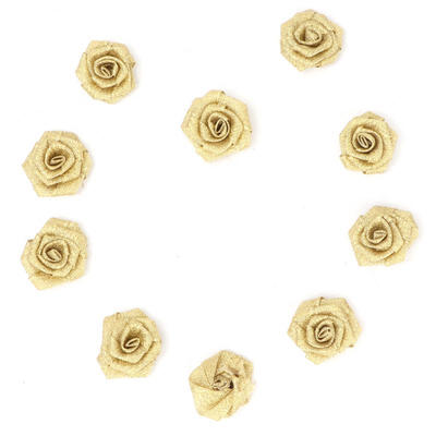 

Greensen 10Pcs DIY Polyester Ribbon Golden Rose Flower Bud Wedding Decoration Accessories