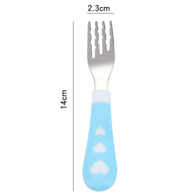 

1 pcs Stainless Steel Children Tableware Round Spoon Fork Cartoon Spoon Fork Set