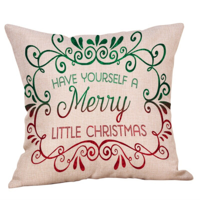 

Siaonvr Merry Christmas Pillow Cases Cotton Linen Sofa Cushion Cover Home Decor