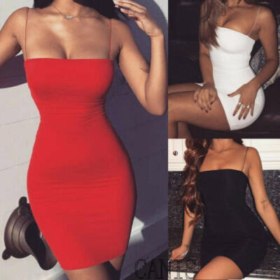 

Women Sexy Casual Mini Evening Halter Sleeveless Cocktail Bodycon Tight Dress UK