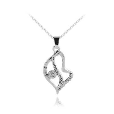 

Stainless Steel Love Heart Pendant Chain Necklace Mothers Day Gift from Daughter Son