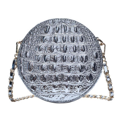 

Solid Color Crocodile Bag Women Shoulder Messenger PU Leather Round Bags