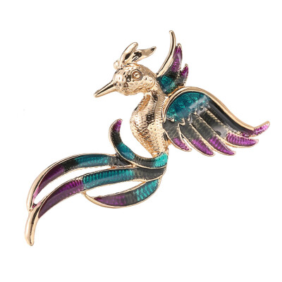 

1pc Colorful Cabochon Phoenix Brooches For Women Metal Alloy Bird Wing Vintage Style Ladies Fashion Statement Jewelry