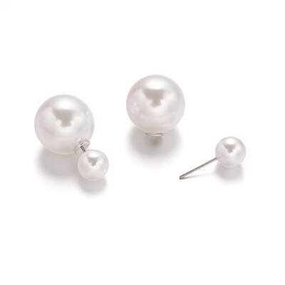 

Double Sided Acrylic Pearl Ball Stud Earrings with Stainless Steel Findings White 8mm&16mm Pin 08mm