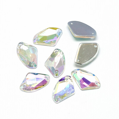 

Sew on Rhinestone Transparent Acrylic Rhinestone Two Holes Garment Accessories AB Color Plated Faceted Clear AB 12x185x4mm