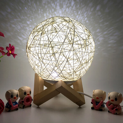 

〖Follure〗3D LED Rattan Moon Night Light Moonlight USB Charging Table Desk Moon Lamp