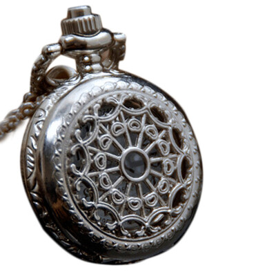 

2019 Antique Charm Silver Hollow Quartz Pocket Watch Pendant Necklace Chain Xmas Gift