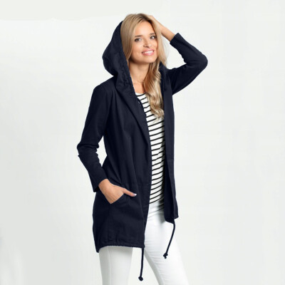

〖Follure〗Fashion Women Autumn Casual Solid Full Sleeve Waterproof Pocket Hooded Coat
