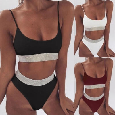 

2018 New US Women Sequins Bikini Set Push Up Padded Swimwear Swimsuit Bathing Beachwear