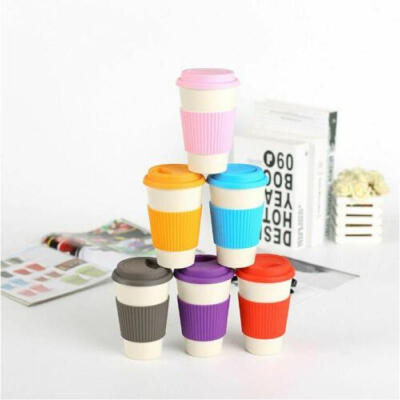 

UK New Reusable Coffee Tea Cup Mug Wheat Straw Travel Cup with Silicone Cup Lid