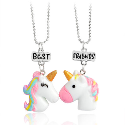 

My Little Unicorn Pendant Necklace Best Friend Keychain Bff Bead Chain Necklace Jewelry Hot
