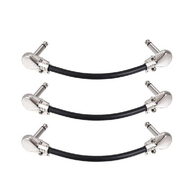 

ammoon 30cm 12in Guitar Effect Pedal Instrument Patch Cable 14" Silver Right-angle Plug Black PVC Jacket 6-Pack