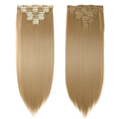 

Full Head Clip Synthetic in Hair Extensions 8 Piece 18 Clips Hairpiece Long Wave Curly Straight for Women