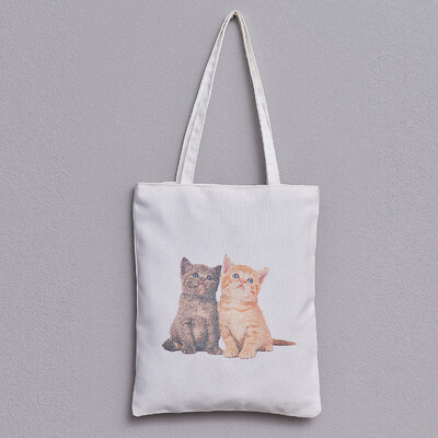 

Tailored Fashion Women Cat Print Shoulder Bag Large Tote Canvas Shoulder Bag
