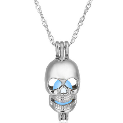 

Punk Skull Luminous Long Chain Necklace Rose Silver Color Chain Necklaces
