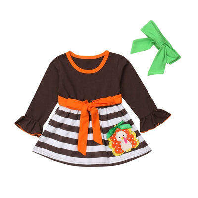 

2PCS Toddler Baby Kids Girls Turkey Dress Skirt Headband Outfits Set Clothes
