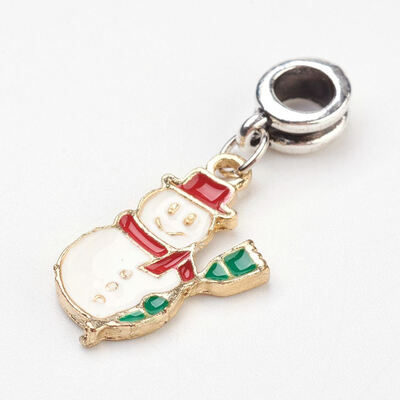 

Tibetan Style Alloy European Dangle Beads Christmas with Snowman Alloy Enamel Pendants OldLace 345mm Hole 5mm