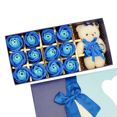 

Toponeto 12PCS Romantic Rose Soap Flower gift box with Plush Animal toys Bear Doll