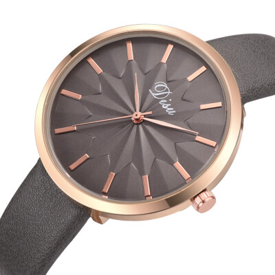 

RM Luxury Fashion Lady Simple Dial Leather Belt Watch Sun Flower Quartz Watch