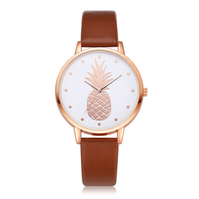 

FanTeeDa New Fashion Leather Women Watches Luxury Top Pineapple Pattern Casual Quartz Watch Women Clock Relogio Feminino 533