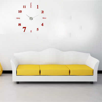 

Siaonvr Acrylic Modern DIY Wall Clock 3D Mirror Surface Sticker Home Office Decor-Purple