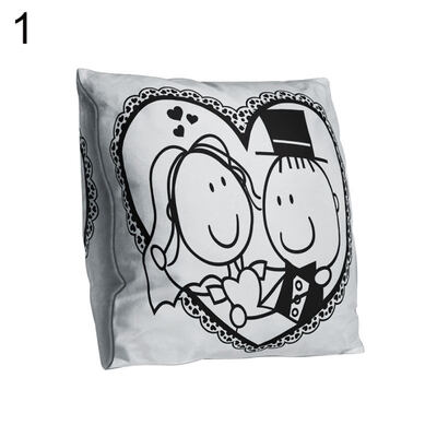 

Double-sided Print Black White Couple Pillow Case Cushion Cover Sofa Bed Decor