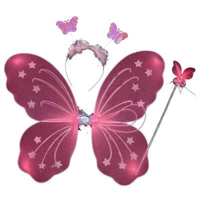 

3pcsSet Girl Fairy Princess Christmas Costume Butterfly Wing Wand Headband