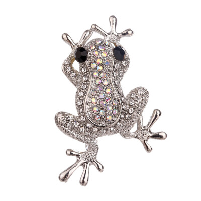 

2 Colors Rhinestone Animal Frog Brooch Pins Crystal Brooches for Women Decoration Jewelry Clothes Accessories