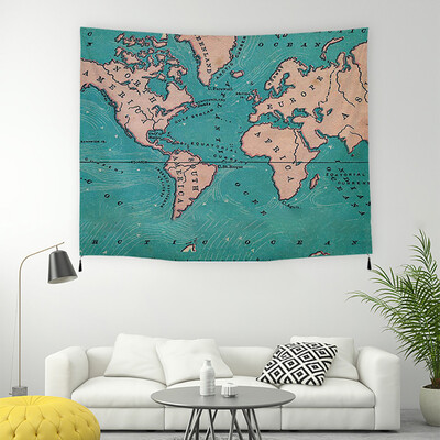 

Toponeto World Map Wall Hanging Printed Tapestry Polyester Tapestry Corridor Blanket