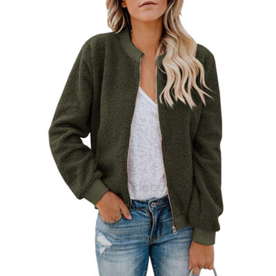 

Womens Thick Warm Jacket Tops Autumn Winter Outdoor Zipper Solid Outwear Coats