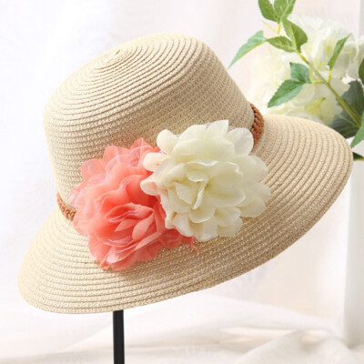 

Fashion Baby Girls Kids Summer Hats Straw Sun Beach Hat Lace Flower Sun Cap