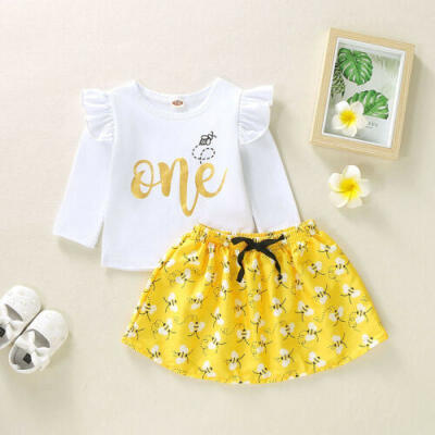 

Newborn Kid Baby Girl Long Sleeve 1st Birthday TopsParty Tutu Skirt Dress 0-24M