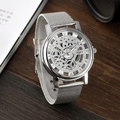 

SOXY mesh belt business mens watch hollow quartz watch wholesale fashion gift table factory direct sales Gold