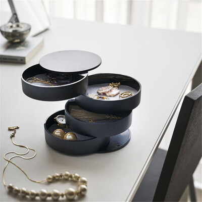 

〖Follure〗Jewelry Storage Box 4-Layer Rotatable Jewelry Accessory Storage Tray with Lid