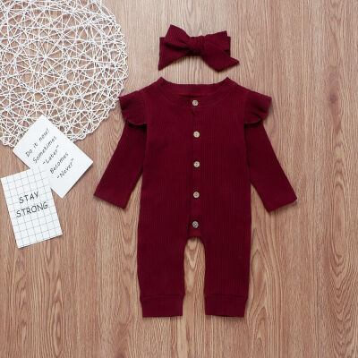 

Newborn Baby Girl Boy 2PCS Autumn Clothes Set Knitted Romper Jumpsuit Outfits