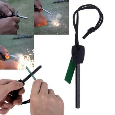 

Camping Hiking Survival Magnesium Flint Steel Fire Striker Starter Emergency Kit