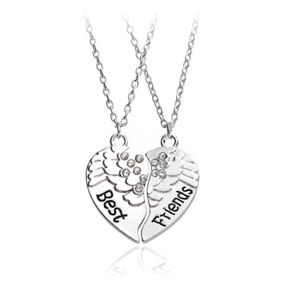 

1Set Women Lady Girls Friendship Heart Letter "BEST FRIEND" Silver Pendant Necklace Chain Best Gift