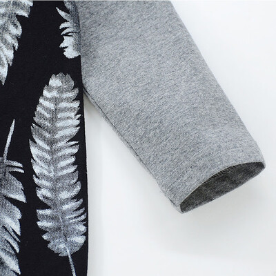

Toddler Baby Boys Long Sleeve Feather Print Hooded Romper Jumpsuit Clothes