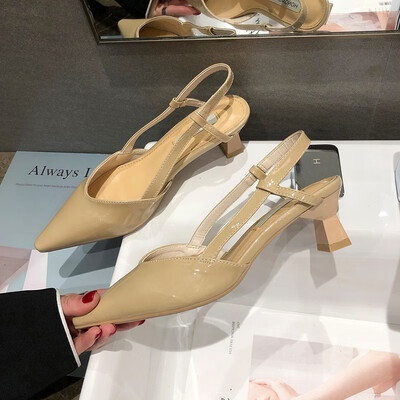 

Summer Korean version of pointed Baotou sandals fashion full of fairy style thick heel high heels high heels