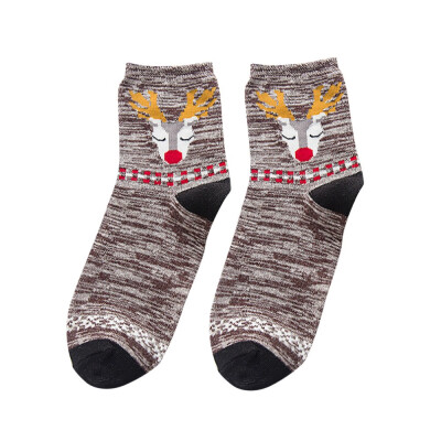 

Gobestart Women Men Socks Casual Work Christmas Elk Print Cotton Comfortable