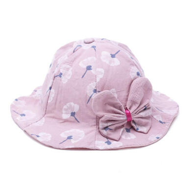 

Cute Bow Flower Print Ruffled Soft Brim Girl Princess Hat Sun Beach Cap