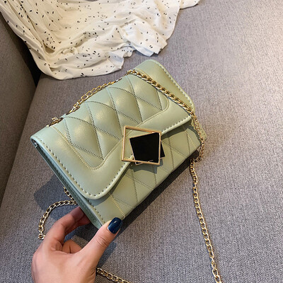 

2019 new Korean version of the simple&simple rhombic chain shoulder bag casual temperament Sen system wild Messenger small square bag