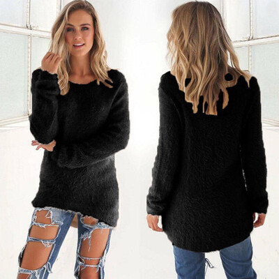 

Womens Fluffy Sweater Jumper Long Sleeve Ladies Sweatshirt Pullover Blouse Tops