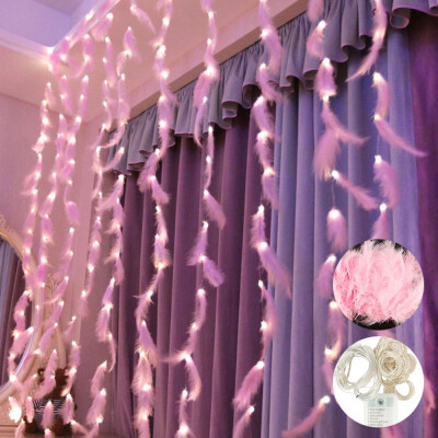 

New 3X3 Meters DIY LED Feather Romantic Light String Curtain Room Wedding Decoration Copper Wire Lamp